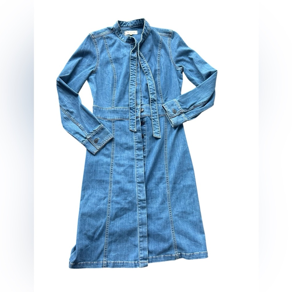 Madewell Denim Button-Front Midi Dress in Light Blue (Size 4)